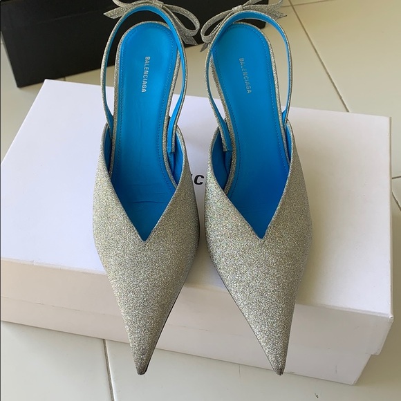 Balenciaga silver sling back heels 37 - Picture 5 of 8